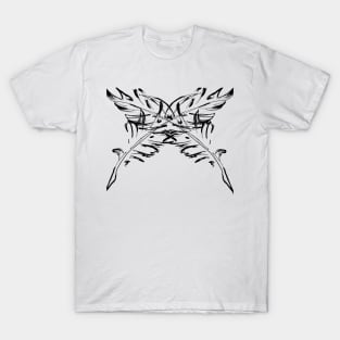 Black feathers outline T-Shirt